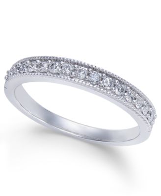 Macy's - Diamond Millgrain Band (1/4 ct. t.w.) in 14k White Gold
