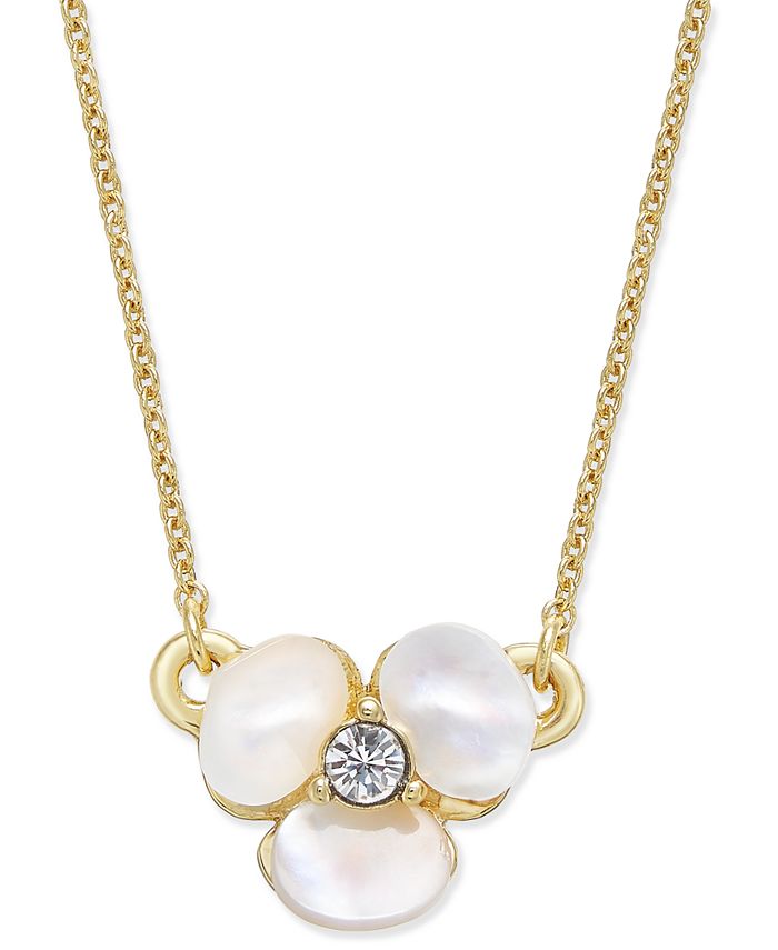 kate spade new york Gold-Tone Pavé & Mother-of-Pearl Flower Pendant Necklace  & Reviews - Necklaces - Jewelry & Watches - Macy's