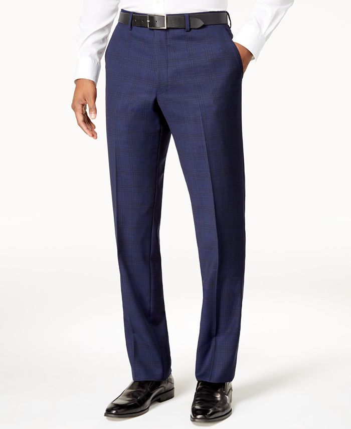 Vince Camuto Men's Slim-Fit Blue Plaid Suit & Reviews - Suits & Tuxedos ...