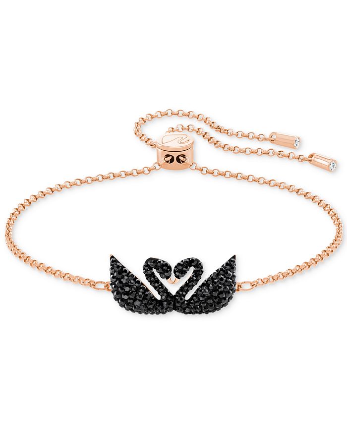 Swarovski Rose GoldTone Jet Pavé Iconic Swan Slider Bracelet Macy's