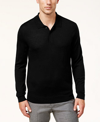 Club Room Men's Merino Wool Blend Polo Sweater, Created for Macy's - Macy's