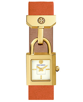Tory Burch Women's Surrey Lilium Orange Leather Strap Watch 22x24mm
 