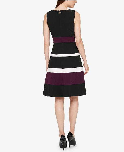 Tommy Hilfiger Colorblocked Fit And Flare Dress Dresses Women Macys 