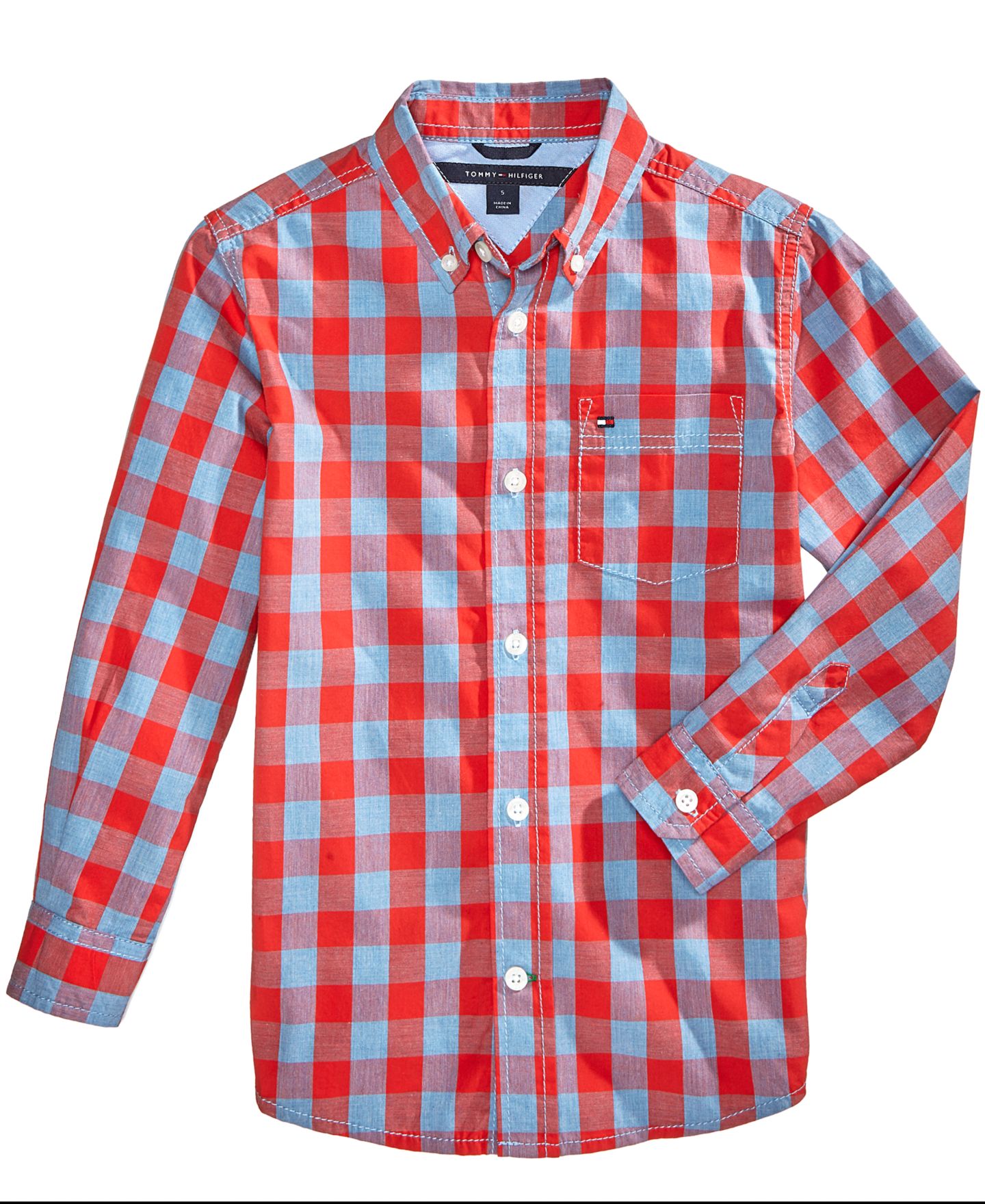 Рубашка Tommy Hilfiger Kirk Box-Plaid Button-Down Shirt для мальчиков, цвет: Fireside — фото 2