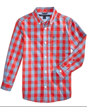 Shop Tommy Hilfiger Toddler Boys Kirk Box-plaid Button-down Shirt In Fireside