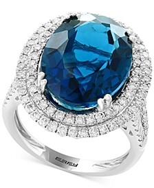 EFFY® London Blue Topaz (11-9/10 ct. t.w.) & Diamond (1 ct. t.w.) Ring in 14k White Gold