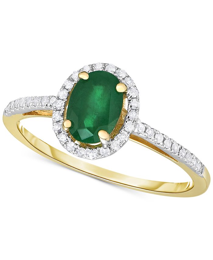 Macy's Emerald (3/4 ct. t.w.) & Diamond (1/6 ct. t.w.) Ring in 14k Gold ...