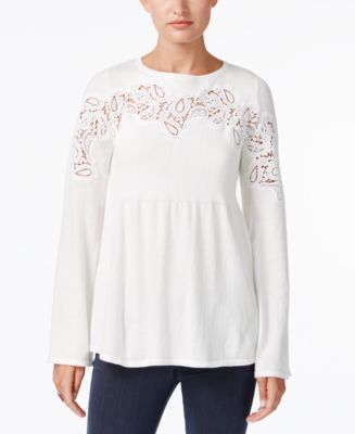Style & Co Petite Lace Babydoll Sweater, Created for Macy's - Macy's