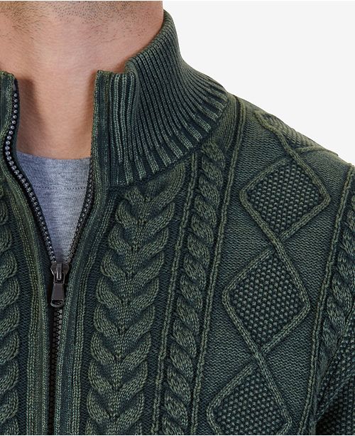 Nautica Men's Cotton CableKnit Zip Sweater & Reviews Sweaters Men