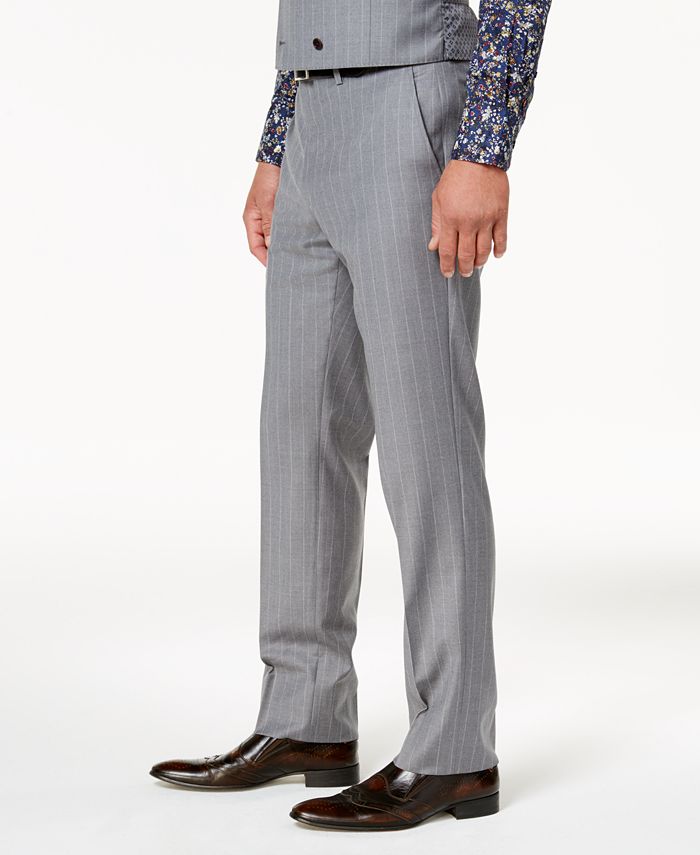 Tallia Men's Slim-Fit Light Gray Wide Pinstripe Vested Wool Suit - Macy's