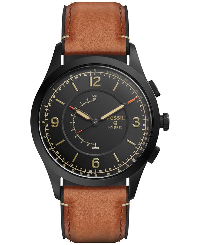 Fossil Q Men's Activist Brown Leather Strap Hybrid Smart Watch 42mm ...