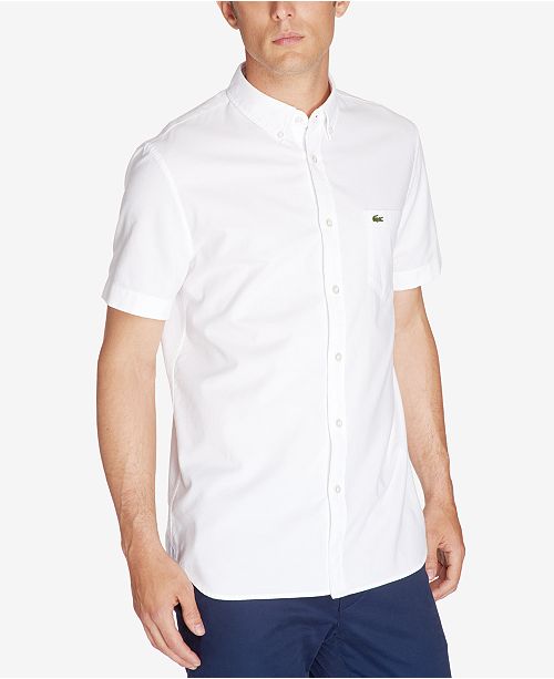 Lacoste Men S Short Sleeve Oxford Shirt Reviews Casual Button