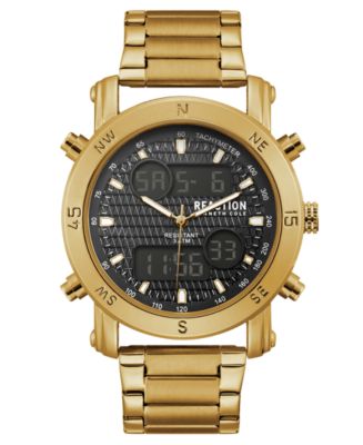 Kenneth Cole Reaction Men s Analog Digital Sport Gold Tone Stainless Steel Bracelet Watch 45mm Macy s