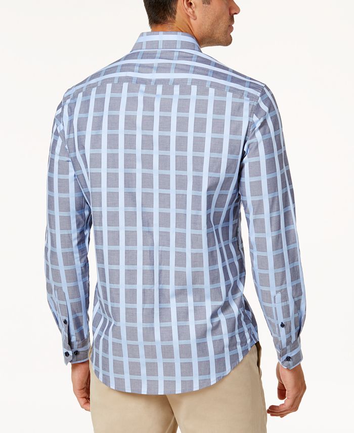 Tasso Elba Men's Grid-Print Long-Sleeve Shirt, Created for Macy's - Macy's