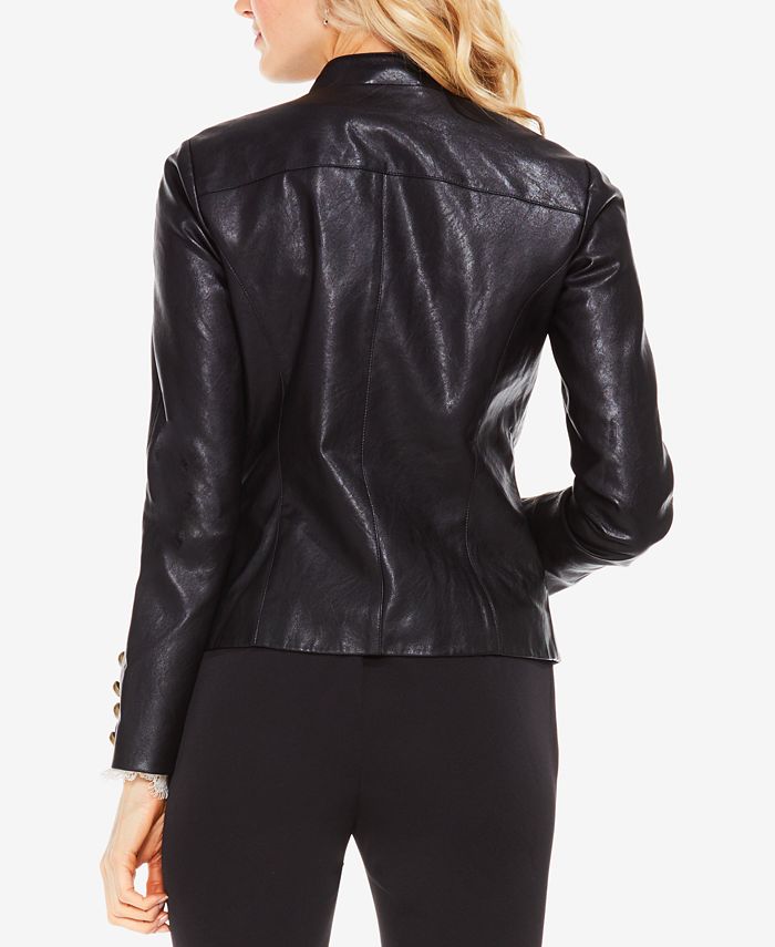 Vince Camuto Faux-Leather Military Jacket - Macy's