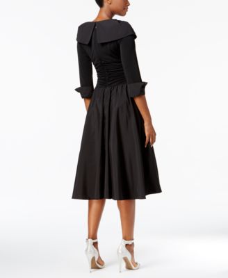 portrait collar a line dress Long Portrait Collar Dress With Embellished Detail