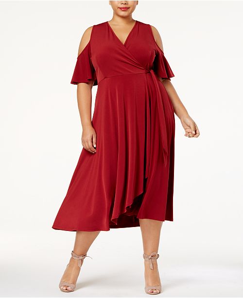 Soprano Trendy Plus Size Cold-Shoulder Dress & Reviews - Dresses - Plus Sizes - Macy&#39;s