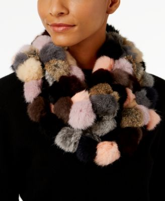 Marcus Adler - Rabbit Fur Pom-Pom Infinity Scarf