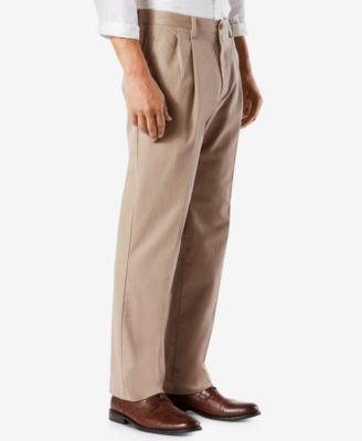 Men's Big & Tall Easy Classic Pleated Fit Khaki Stretch Pants