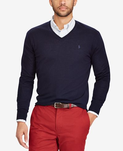 Polo Ralph Lauren Men's V-Neck Merino Wool Sweater ...