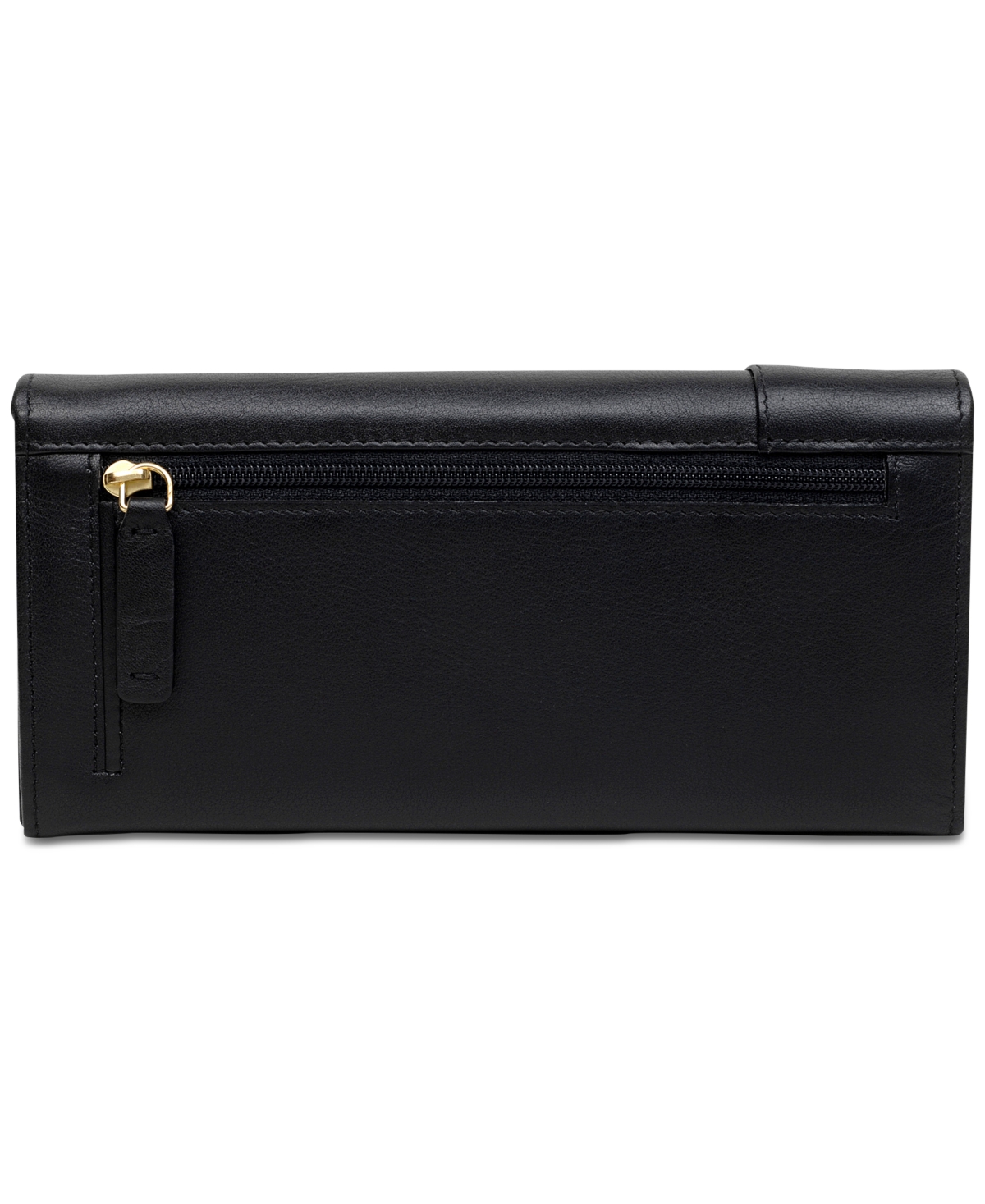 Shop Radley London Large Flapover Leather Wallet In Black,gold