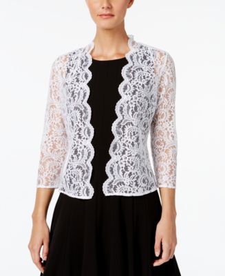 Calvin Klein Three-Quarter-Sleeve Sheer Lace Shrug - Macy's