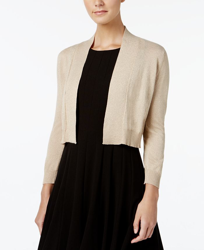 Calvin Klein Three Quarter Sleeve Glitter Shrug Cardigan Macys