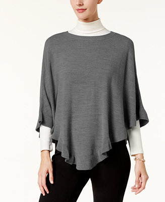 Karen Scott Luxsoft Ruffled-Hem Poncho Sweater, Created for Macy's - Macy's