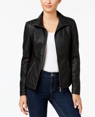 Style & Co Faux-Leather Moto Jacket, Created for Macy's & Reviews ...