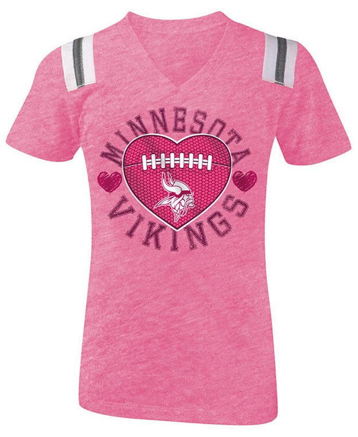 5th & Ocean Minnesota Vikings Pink Heart Football T-Shirt, Girls