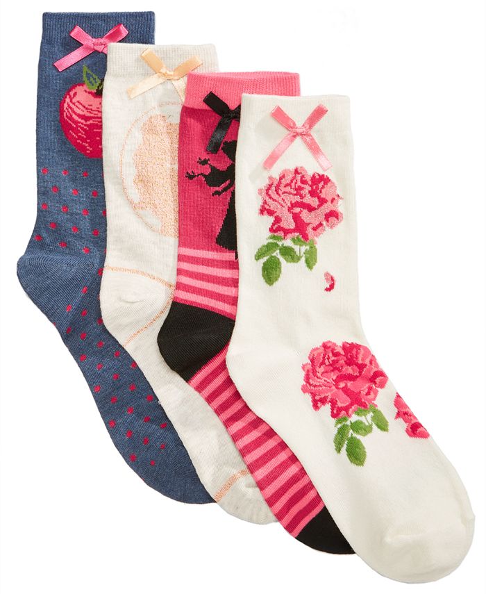 Disney Women's 4-Pk. Assorted Princesses Socks - Macy's