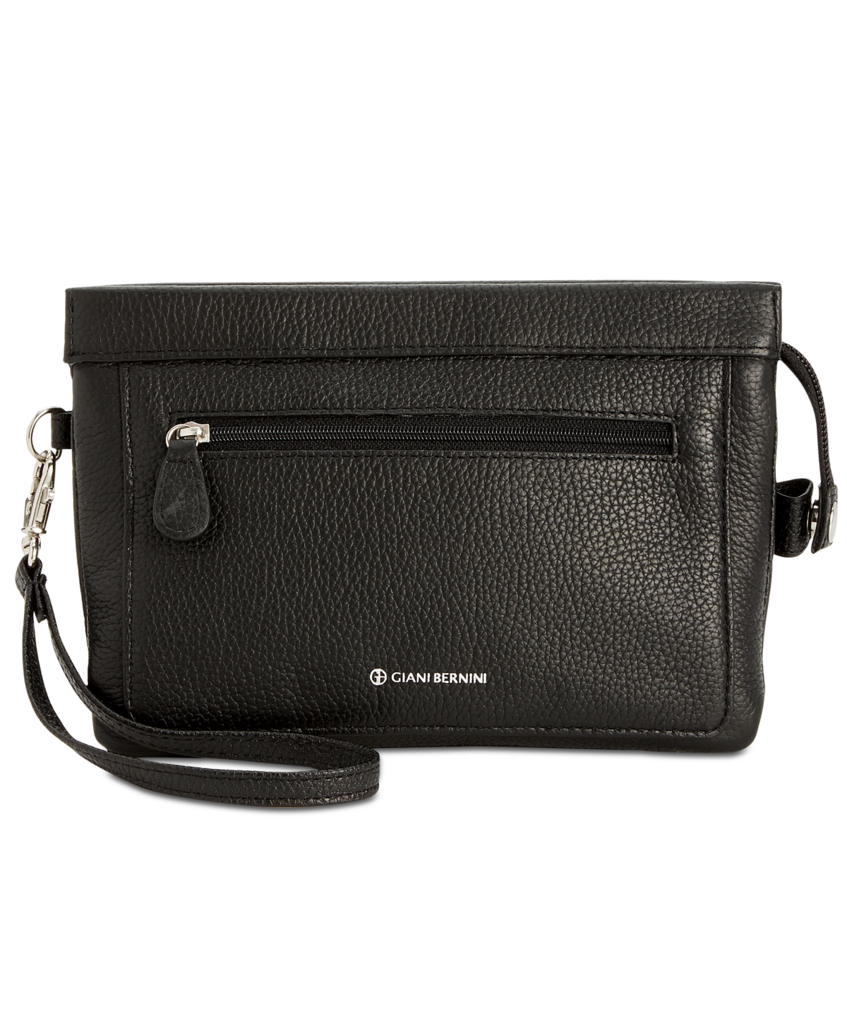 Giani Bernini Softy Leather Crossbody Wallet, Created For Macy's In Black,silver