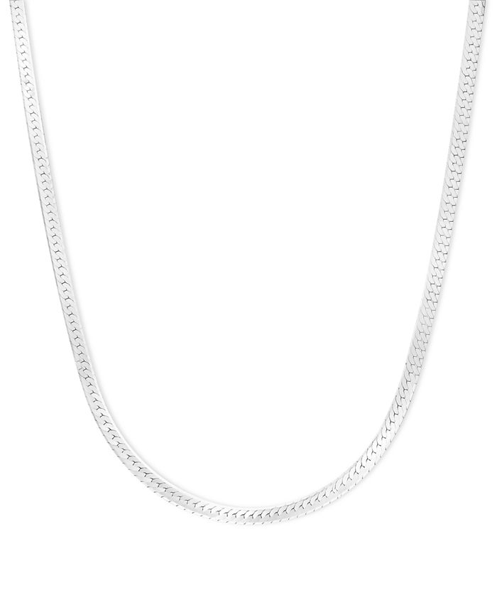 14K Solid White Gold Herringbone Necklace Chain 16 -  Israel