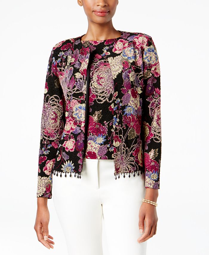 MSK Beaded Jacquard Jacket and Shell Macy's