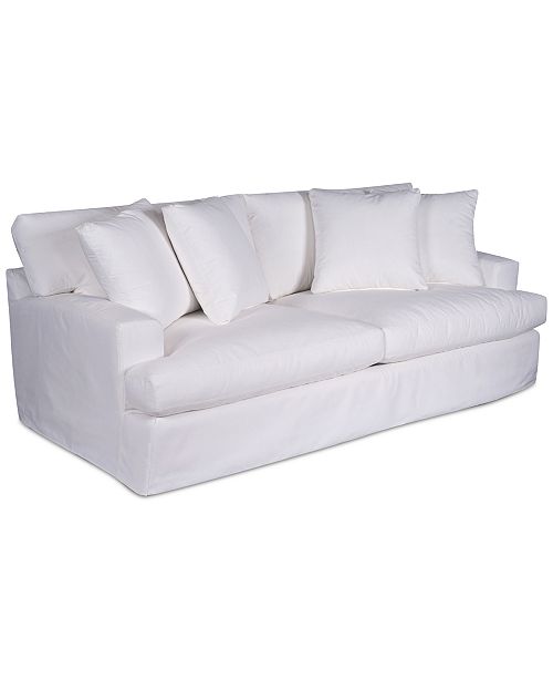 white denim slipcovered sofa