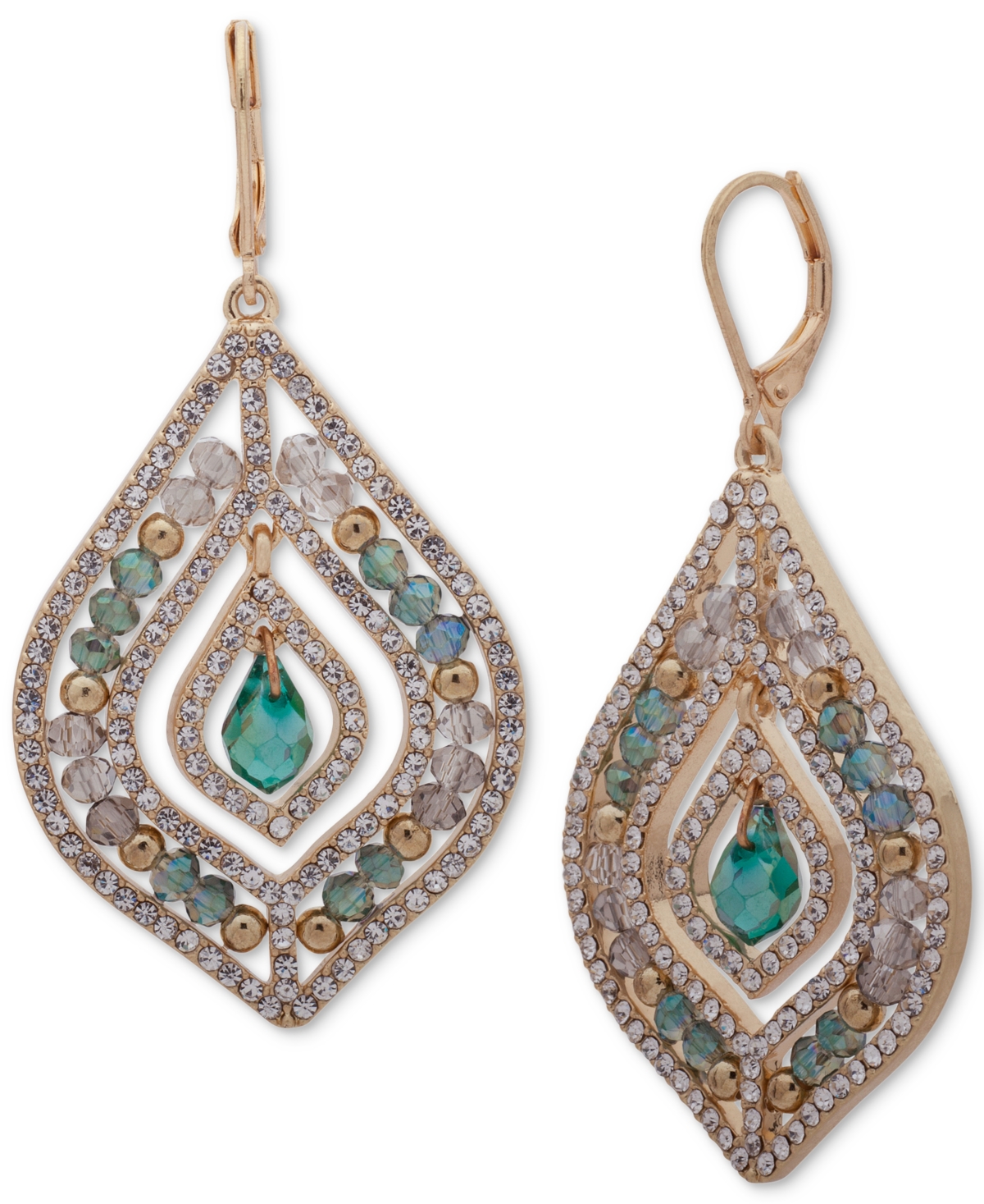 lonna & lilly Pave & Stone Beaded Chandelier Earrings