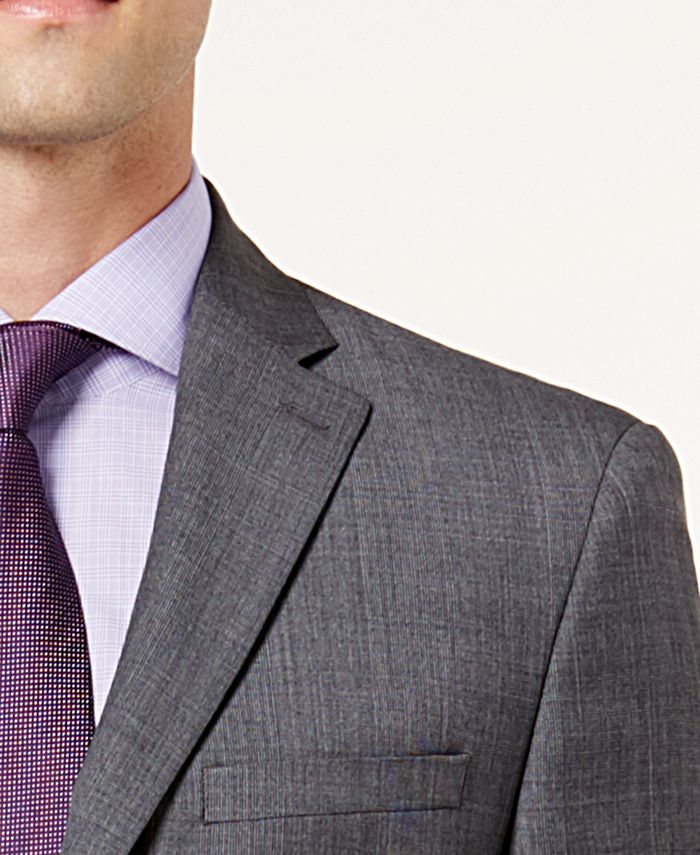 DKNY Men's Slim-Fit Medium Gray Glen Plaid Wool Suit & Reviews - Suits ...