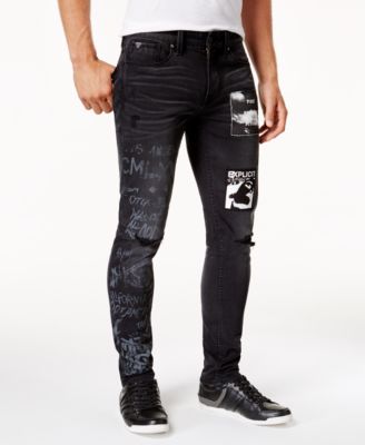 GUESS - Men's Slim-Fit Black Graffiti Jeans