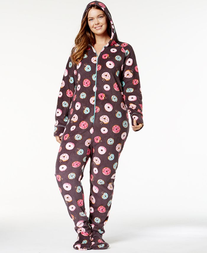 Jenni by Jennifer Moore Plus Size Hooded Printed Footed Jumpsuit ...