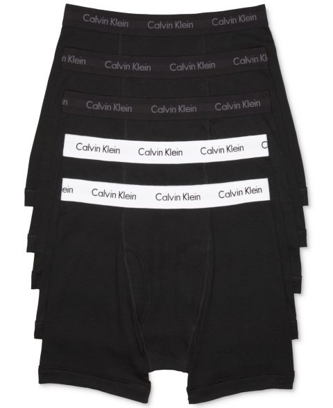 Трусы-боксеры Classic для мужчин, хлопок, 5 шт. — Calvin Klein, цвет: Чёрный / Белый