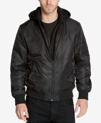GUESS Men's Bomber Jacket with Removable Hooded Inset & Reviews - Coats &  Jackets - Men - Macy's
