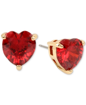 image of Betsey Johnson Colored Cubic Zirconia Heart Stud Earrings