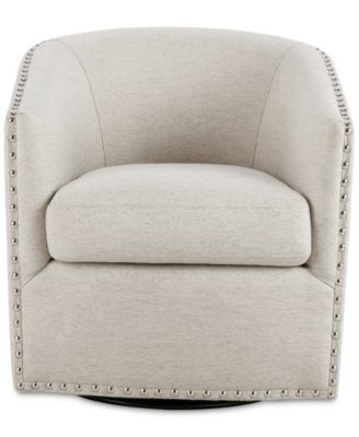 Tyler 30.5"H Upholstered Swivel Barrel Chair with Nailheads