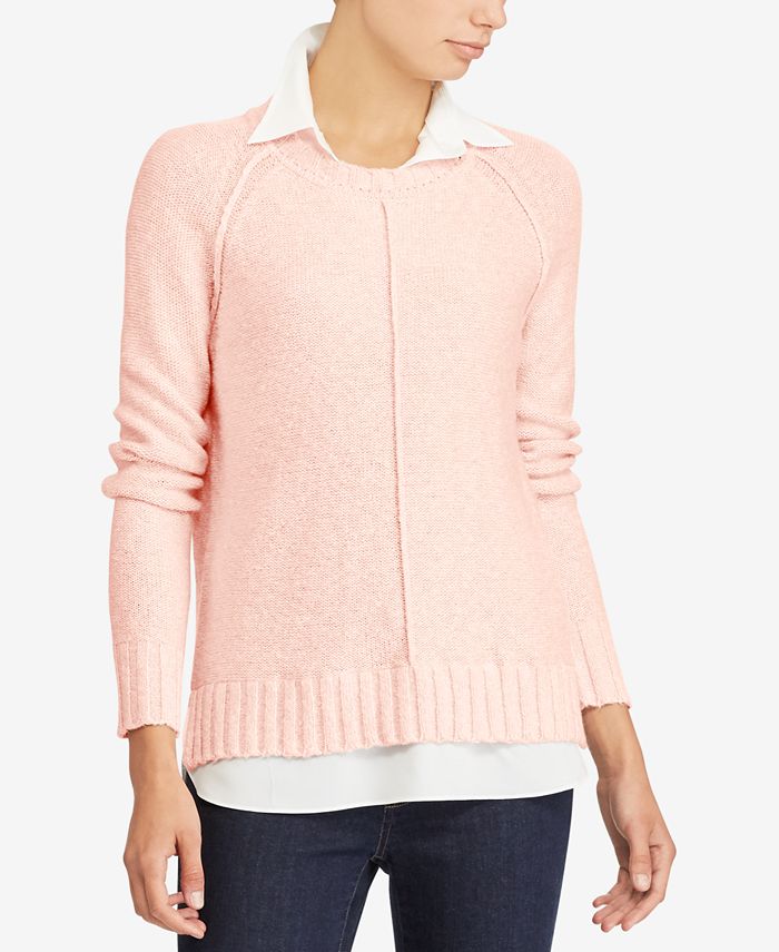 Lauren Ralph Lauren Layered Cotton Sweater - Macy's