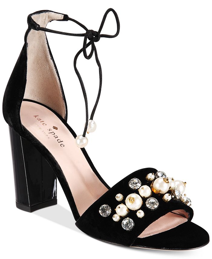 kate spade new york Iverna Pearl-Studded Open-Toe Pumps - Macy's