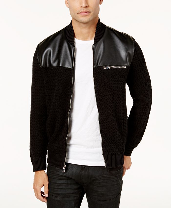 INC International Concepts I.N.C. Men's Mixed Media SweaterJacket, Created for Macy's Macy's