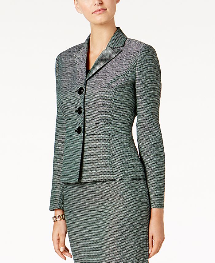 Le Suit Three-Button Tweed Skirt Suit - Macy's