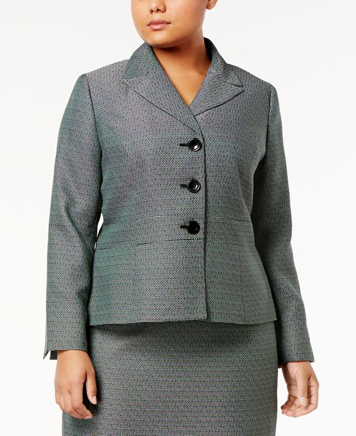 Le Suit Plus Size Three-Button Tweed Skirt Suit - Macy's