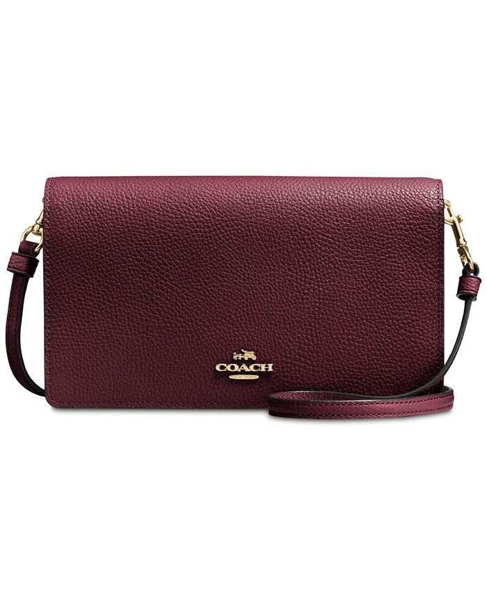 COACH Foldover Crossbody Clutch in Polished Pebble Leather & Reviews -  Handbags & Accessories - Macy's