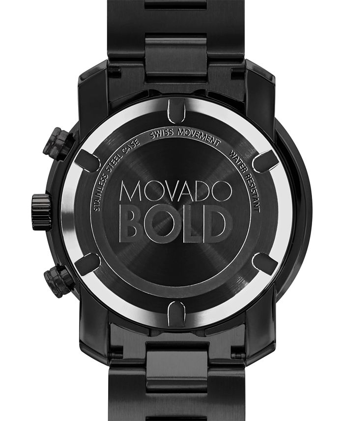 Movado Men's Swiss Chronograph BOLD Black Stainless Steel Bracelet